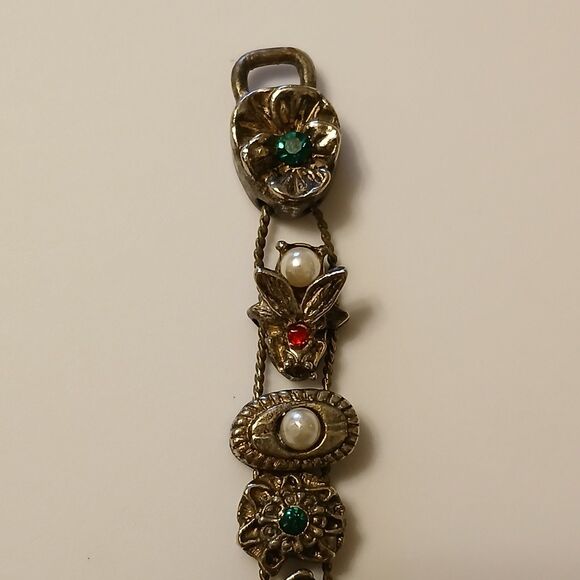 Vtg Bonetto Japan MOP Dial Colorful Charm Silver Tone Bracelet Watch - Tarnish - Picture 14 of 16